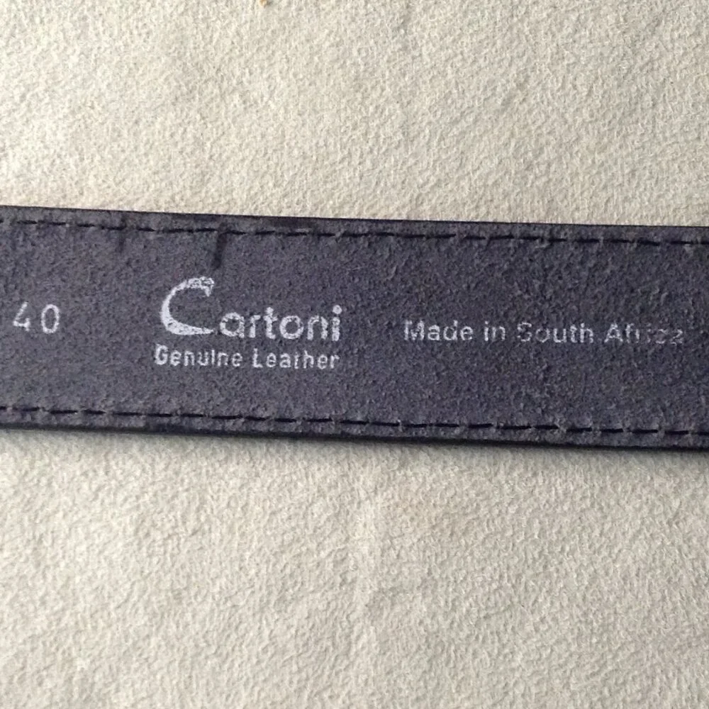 Cartoni, So. African Co; Leather Belt; Pewter Buckle, Pebbled look, Quiet Lux